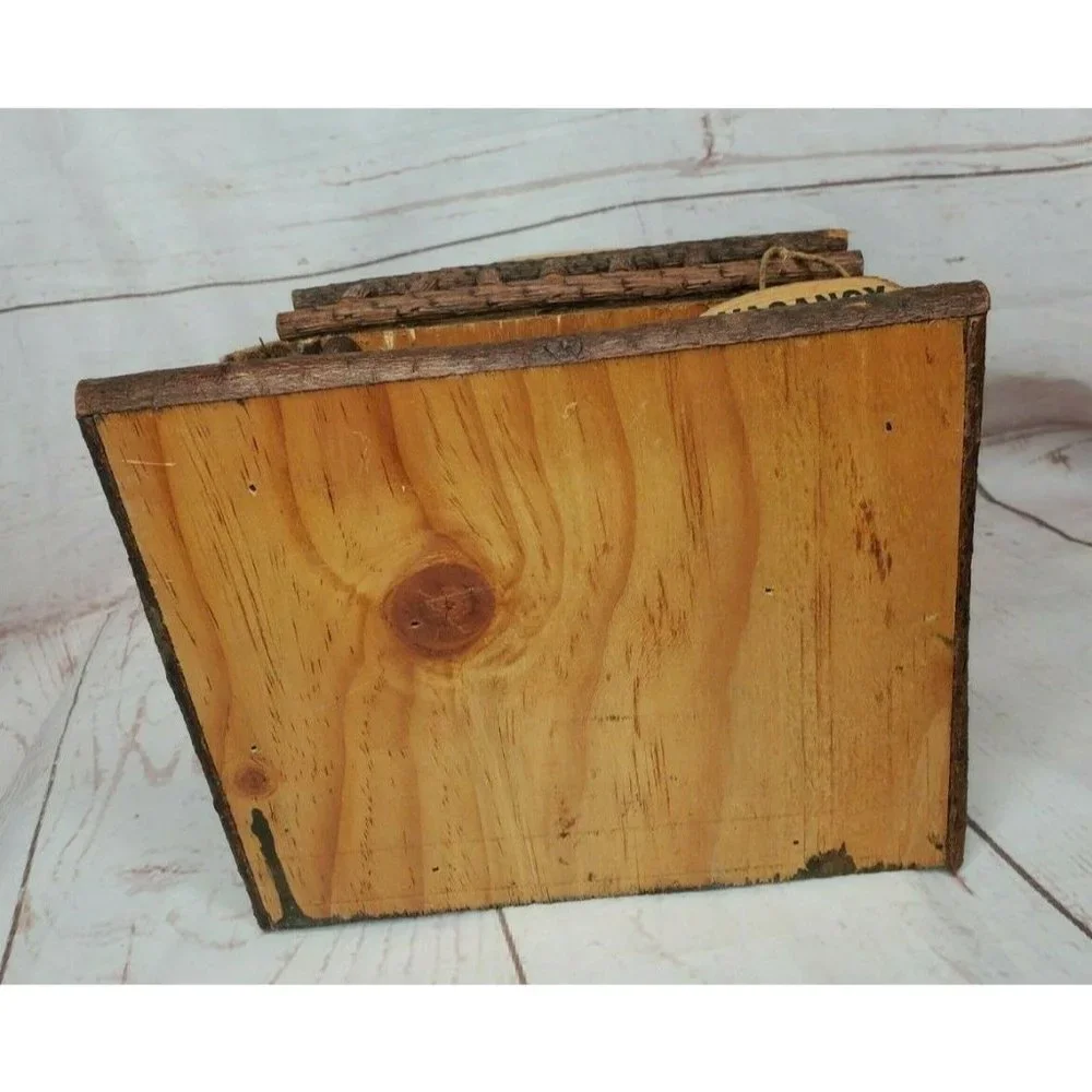 Rare Vintage Mountain Lodge Decorative Real Wood 3d Wood Cabin Bird House Feeder